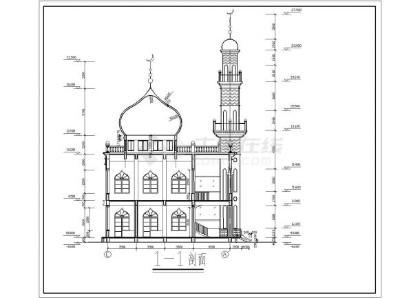 某两层框架结构清真寺设计施工图（含建筑图）-图二