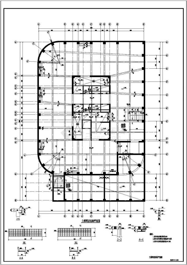 二十三层筒中筒结构公寓楼结构设计施工图-图一