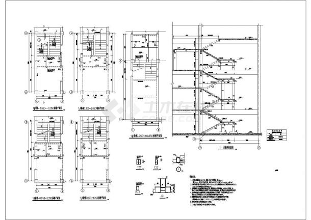 三层框架结构哈雷4S店结构设计施工图（含建筑图）-图一