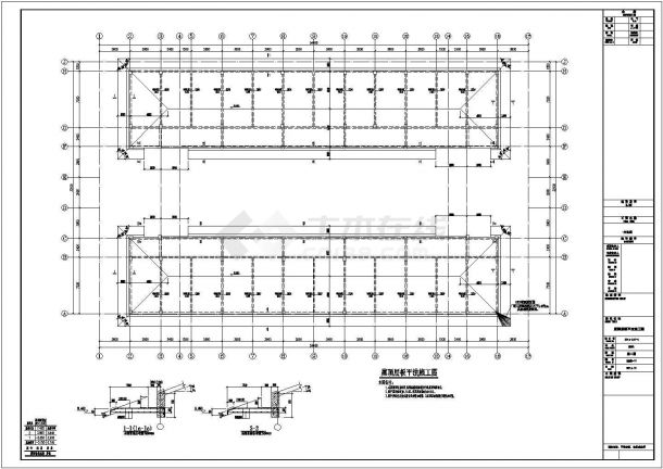 两层回字形框架结构办公楼结构设计施工图-图一