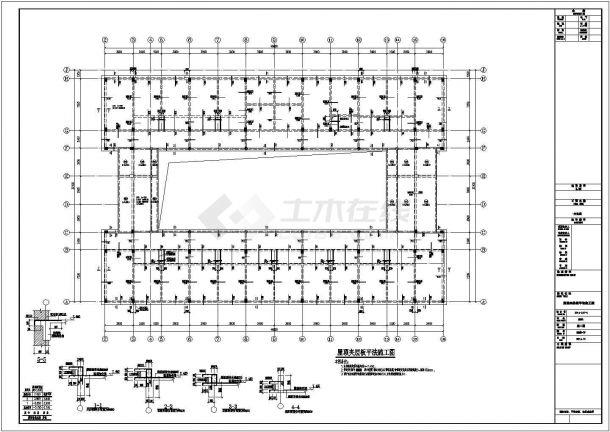 两层回字形框架结构办公楼结构设计施工图-图二