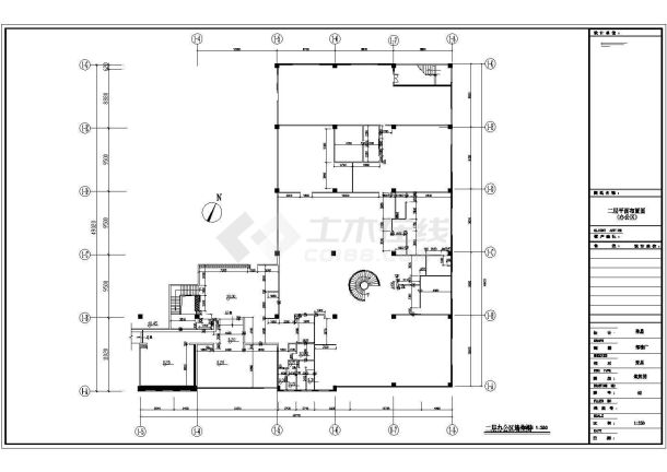 【广东】现代风格知名企业二层办公区室内装修施工图（含实景）-图一