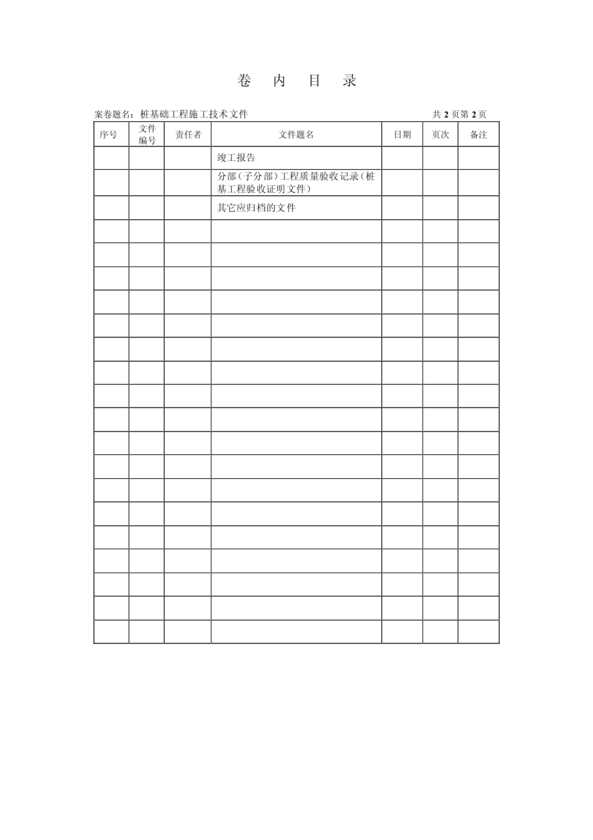 临沧市建筑工程档案标准化卷内目录-图一