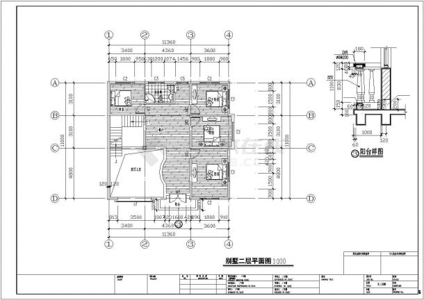 某二层砖混结构别墅建筑设计施工图-图二