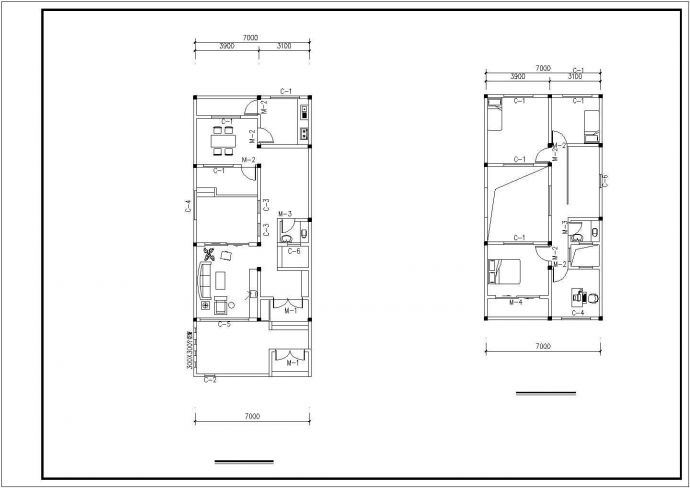 某砖混结构双层联排别墅设计施工图纸_图1
