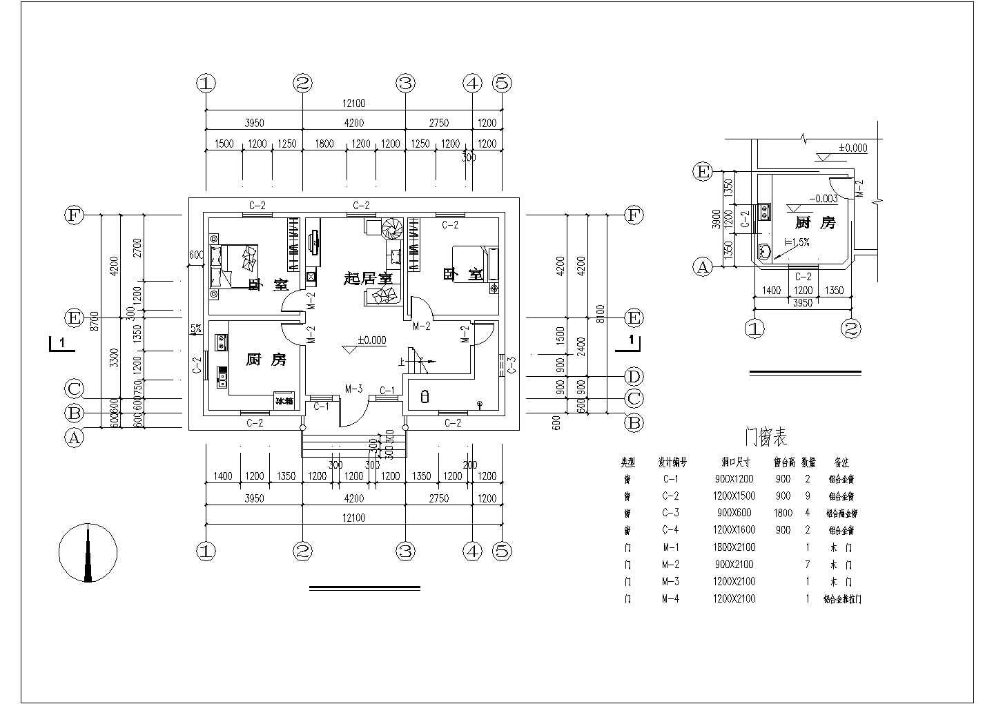 某新农村二层砖混结构别墅设计施工图