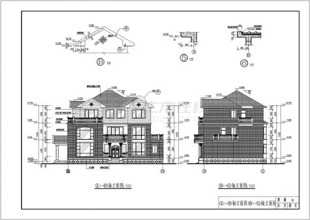 某三层独栋别墅建筑、结构设计图纸-图一