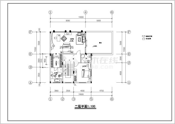 某三层别墅平面装饰装修设计施工图纸-图二