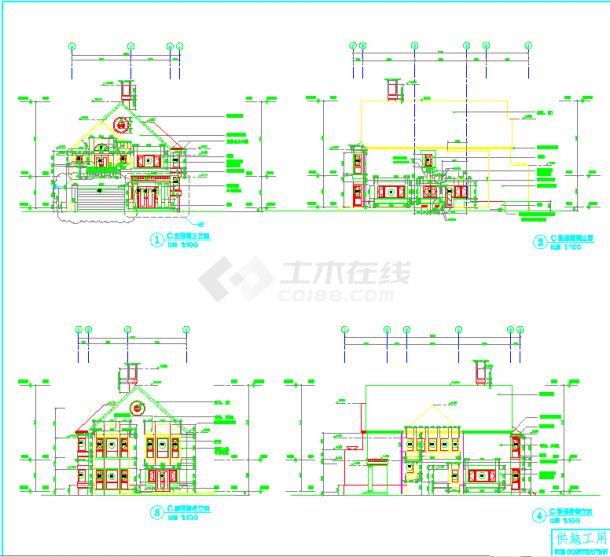 【北京】某二层小型独栋别墅建筑施工图，含效果图-图一