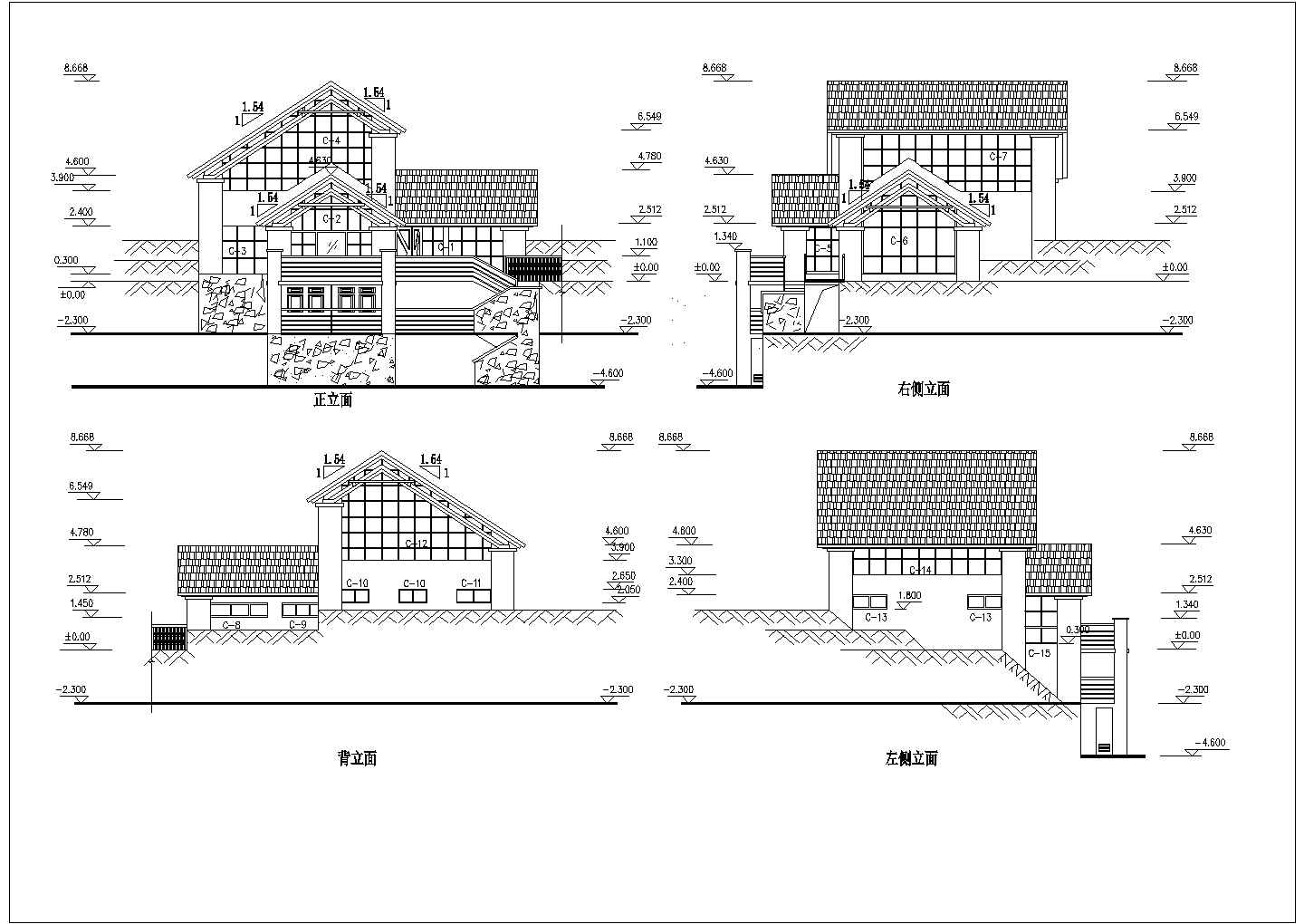 多套二至三层豪华别墅建筑结构设计施工图