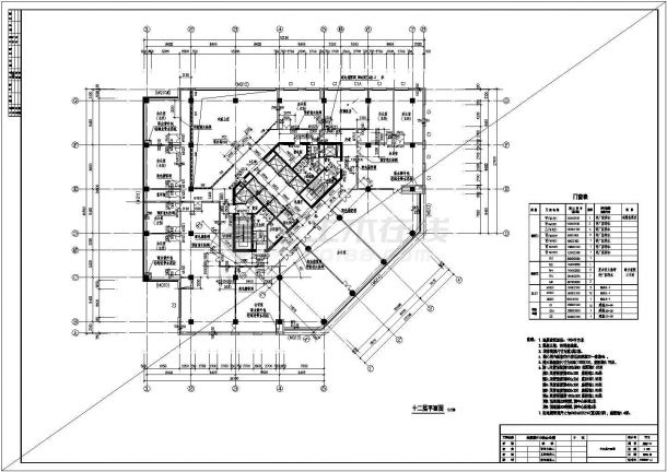 十二层平面图(F10建筑施工图)-图一