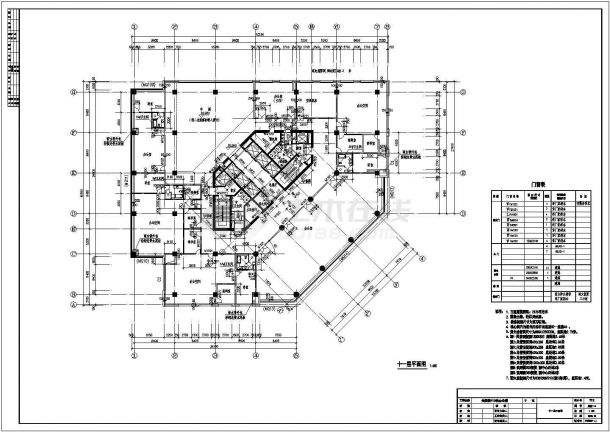 某地综合楼十一层建筑设计平面图(F10建筑施工图)-图一