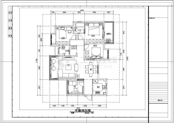 【武汉】湖畔小区简欧四居室样板间装修施工图（含效果图）-图二