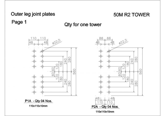 某50米铁塔设计图纸（钢结构，共14张）_图1
