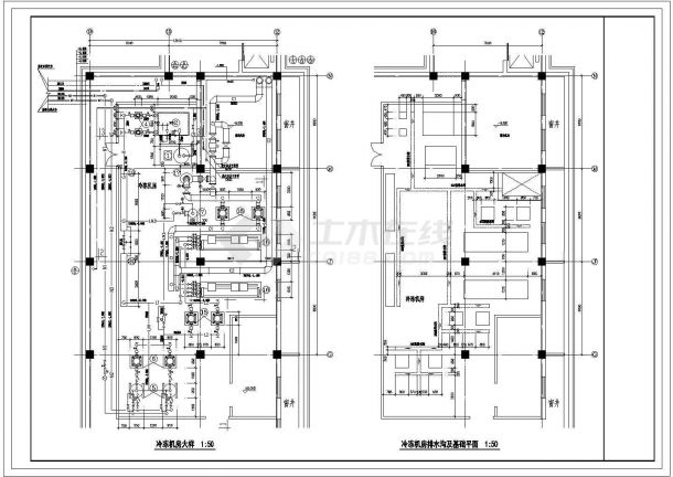 某5层办公楼空调通风系统设计施工图（冷冻机房 消防泵房）-图一