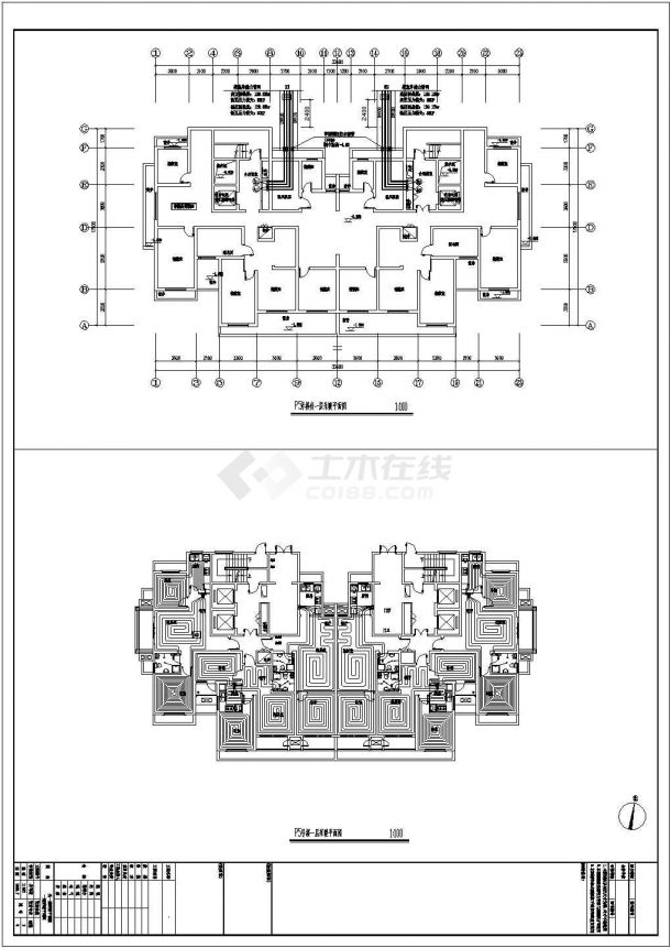 某超高层地板敷设采暖全套设计CAD平面布置图-图一