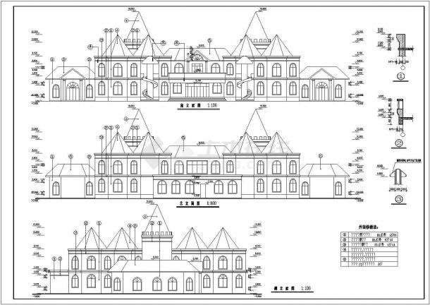 二层欧式风格幼儿园建筑设计施工图-图二