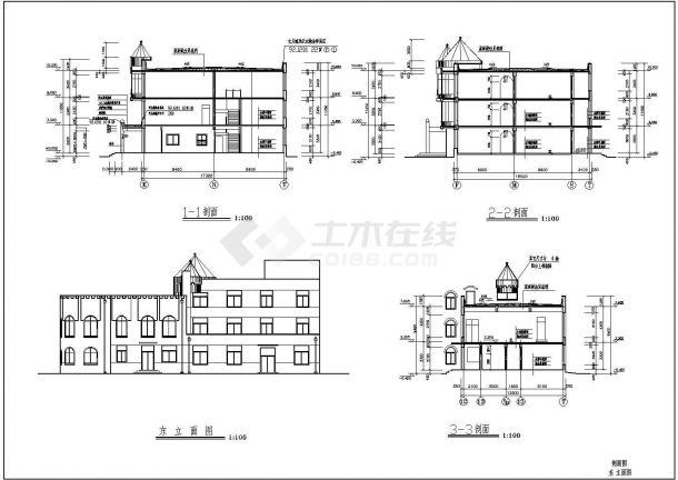 【镇江】三层现代风格幼儿园建筑设计图纸-图一