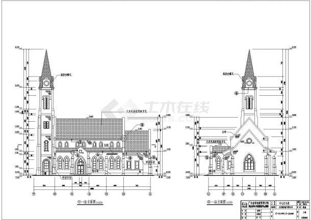 欧式古典教堂全套建筑设计施工图-图一