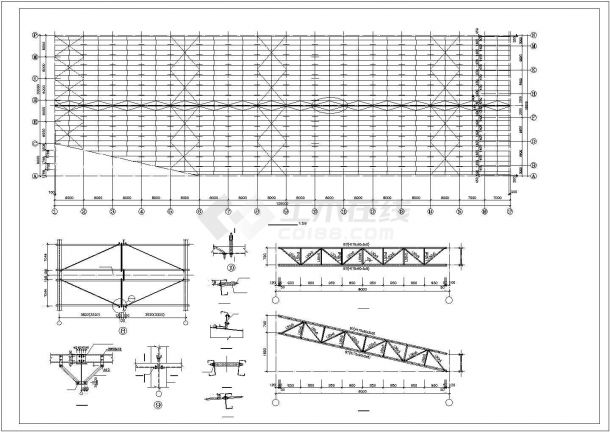 ]某货运楼钢桁架结构施工节点构造详图-图二