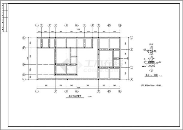 砌体结构单层建筑结构设计施工图（单层条形基础）-图二