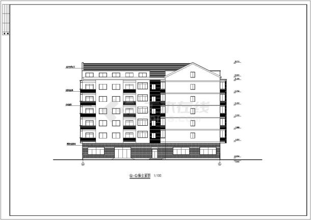 某学校校区六层学生宿舍建筑施工图-图一