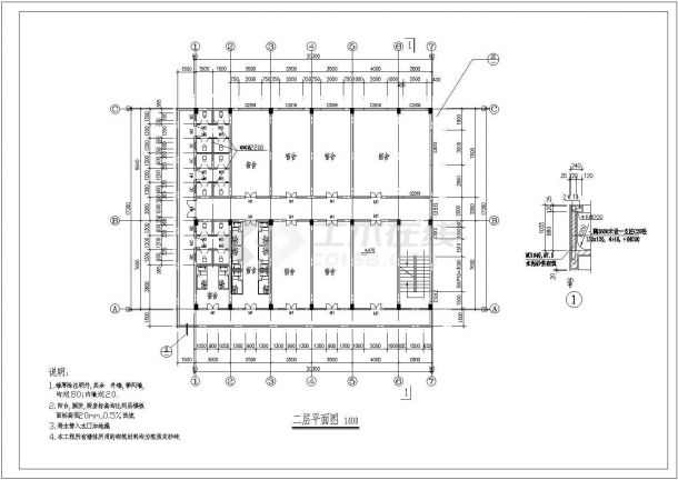某2层公寓宿舍楼建筑设计施工图纸-图二