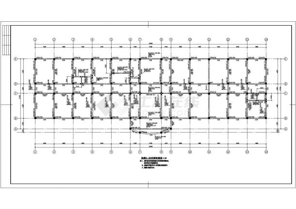 某四层框架结构营房楼结构设计施工图-图一