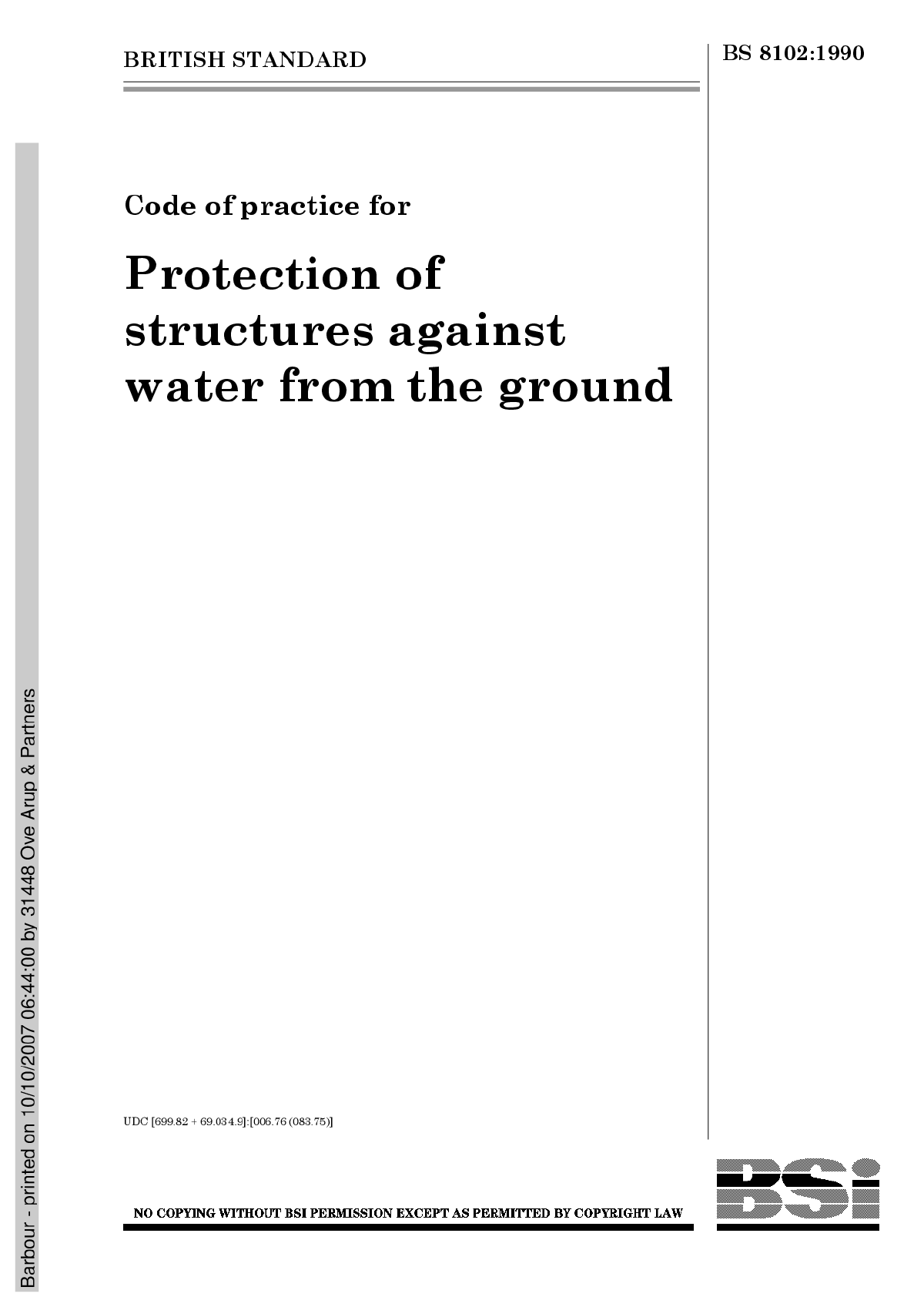 BS 8102-1990 防地面水的地下结构保护实用规范