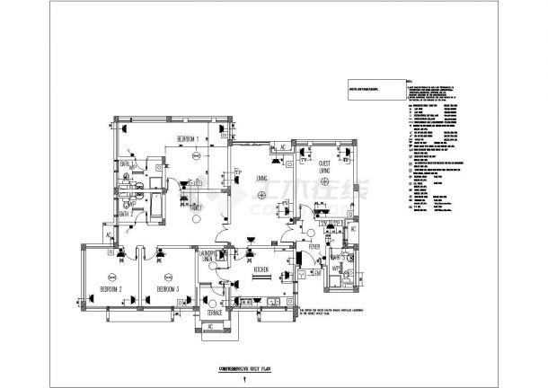 利比亚某四层公寓电气设计图纸（英文）-图一