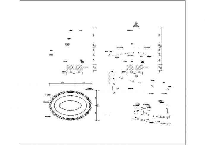 某椭圆形钢结构顶棚结构设计施工图_图1