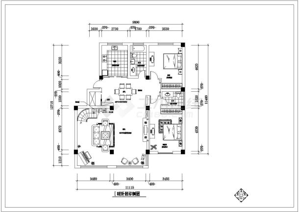 【浙江】某复式住宅楼室内装修设计图纸-图一