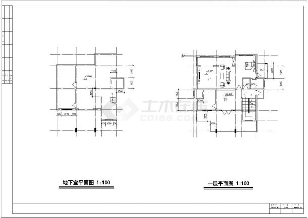 四层建筑及地下室施工图纸（含结构）-图一