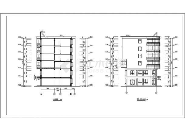 六层砖混结构住宅楼建筑施工图（二层底框四层砖混）-图二