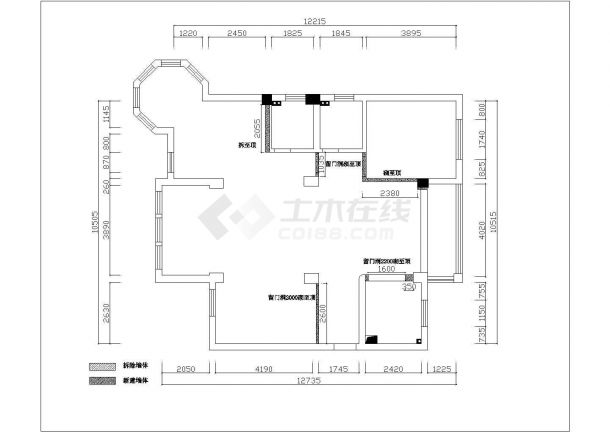 黑白经典三室两厅室内设计施工图（含效果图）-图二