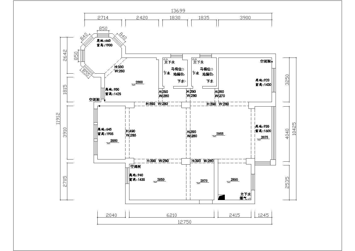 黑白经典三室两厅室内设计施工图（含效果图）