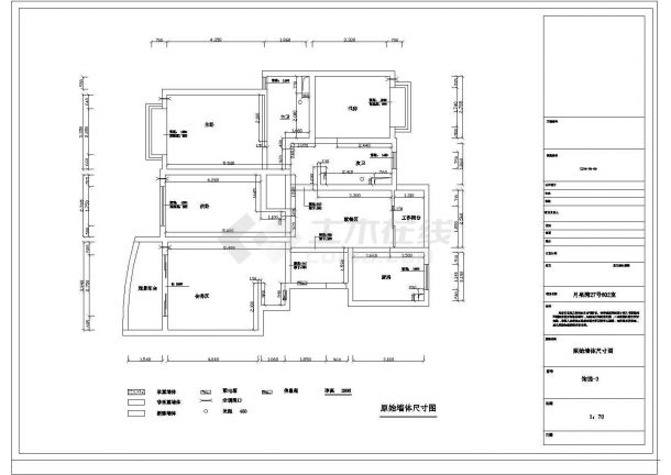 某居民区住宅三室两厅室内装修施工图（含效果图）-图二