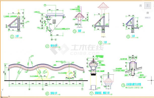 月亮门围墙建筑设计施工图-图一