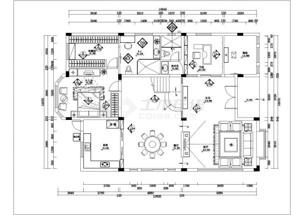 现代风格三居室室内设计施工图（含效果）-图二