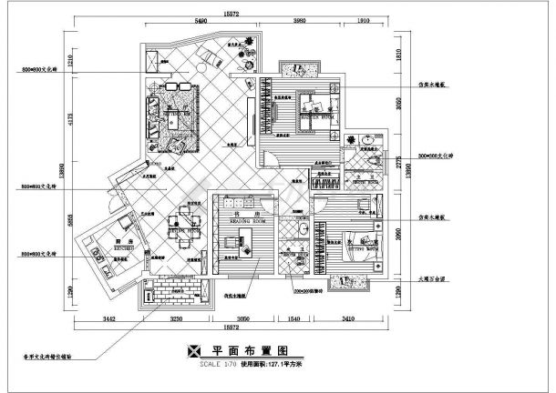 现代风格三室两厅室内装修设计图（含效果图）-图二