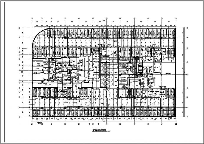 某地下机械停车库消防设计cad基础平面图_图1
