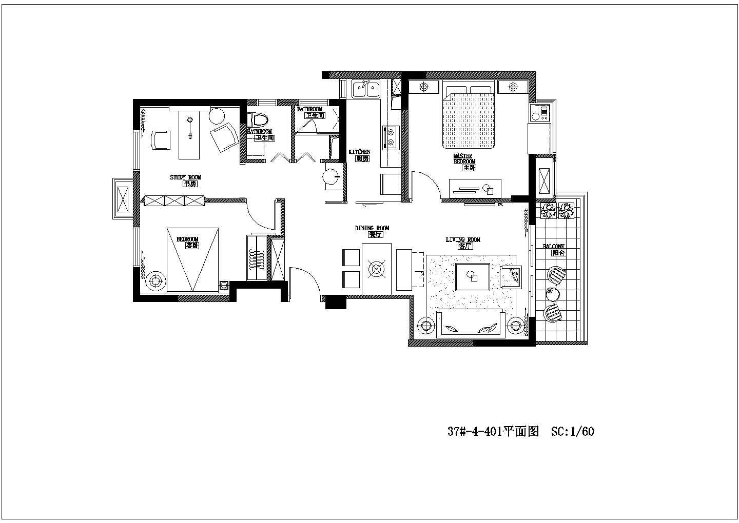 现代欧式混搭风格住宅室内设计施工图（附效果图）
