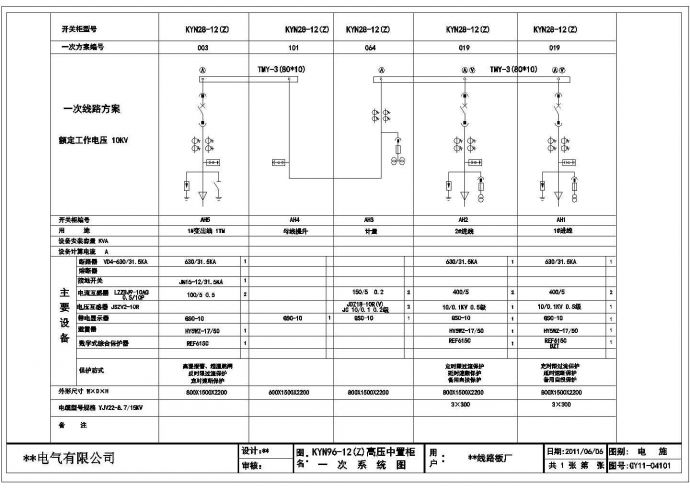 深圳某工厂中置柜电气设计图_图1