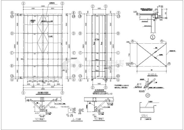 某地单层高低跨钢结构锅炉房结构施工图-图二