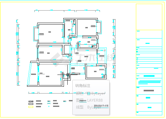 三室两厅装修设计施工图（附效果图）-图二