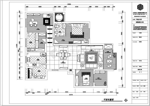 业之峰三居室装修设计施工图（含效果图）-图二