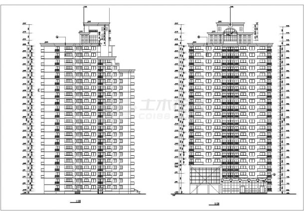 【北京】某高层商住楼建筑设计图纸-图二