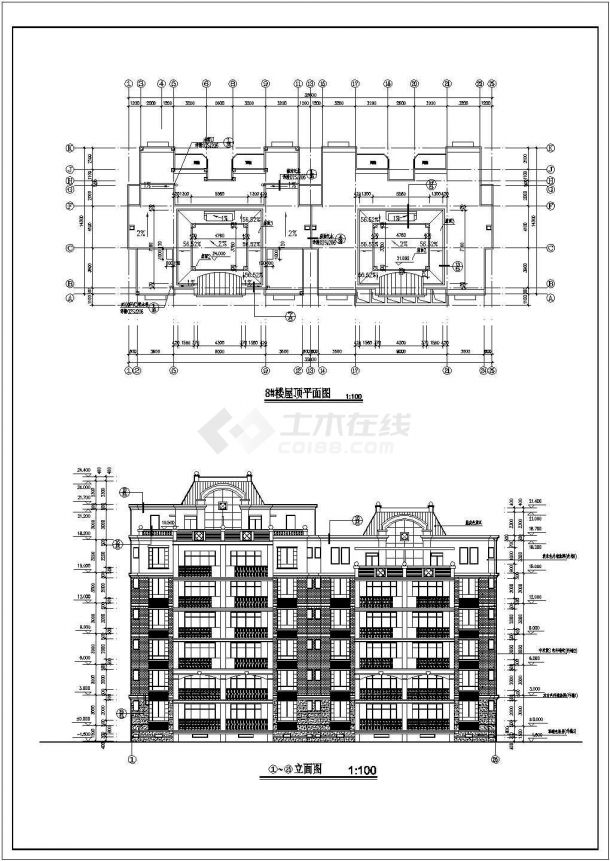 东方塞纳多层住宅楼建筑施工设计图-图二