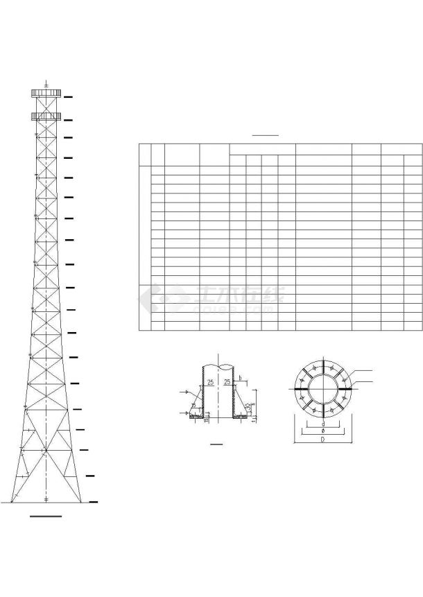 某门式钢架塔架结构设计cad图，含设计说明-图二
