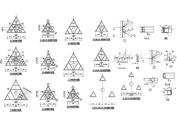 某排气筒塔架结构设计图_图1